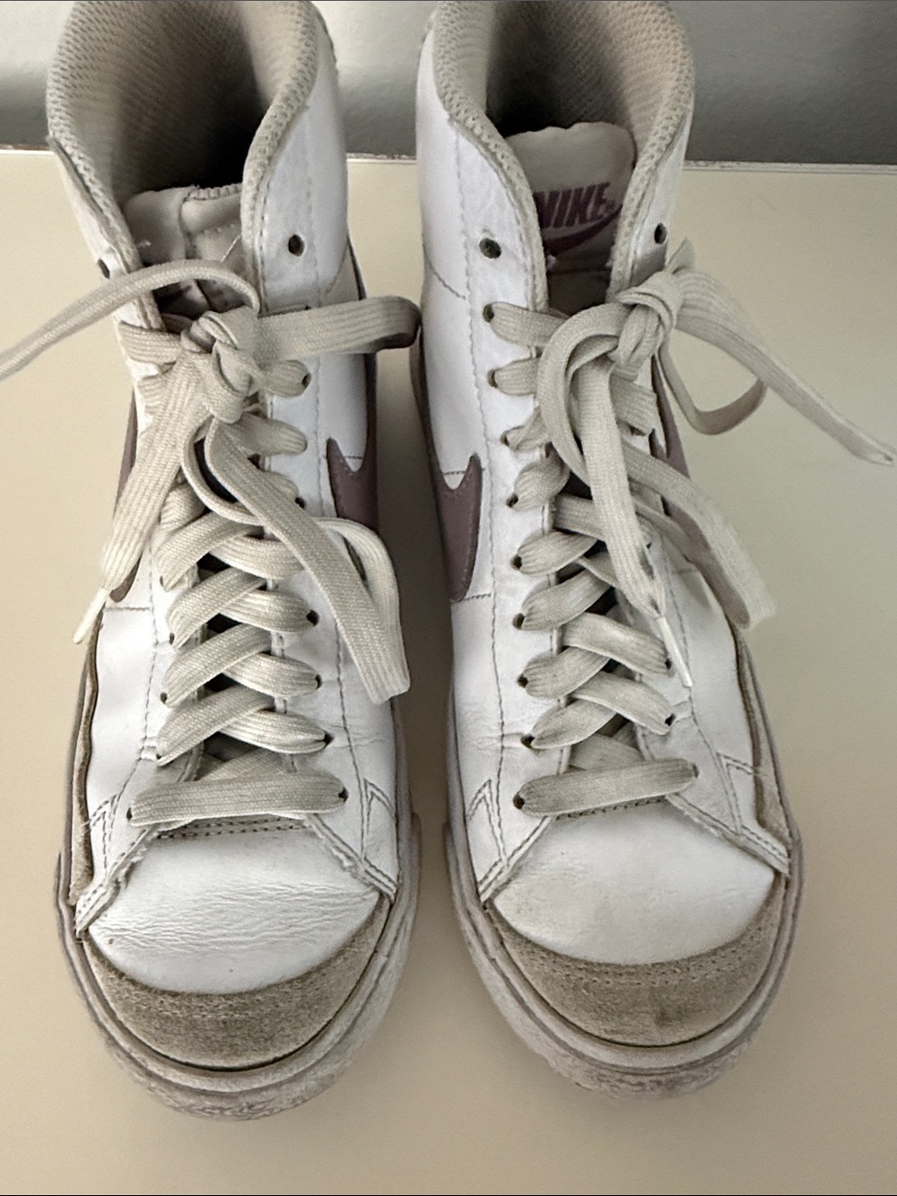 Nike Women's High-Top Sneakers in White with Light Gray Accents - Picture 2 of 3